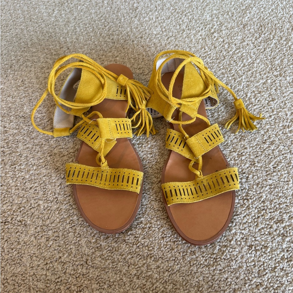 Caslon Yellow Suede Lace Up Summer Sandal